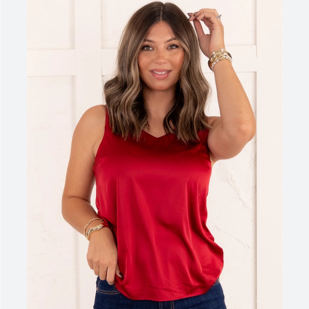 NEW Banana Republic Red Sleeveless Satin Top